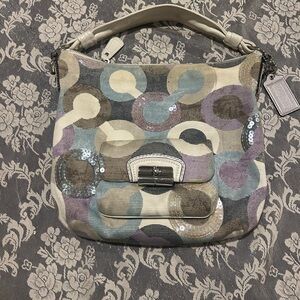 COACH KRISTEN SEQUIN OP ART SHOULDER BAG